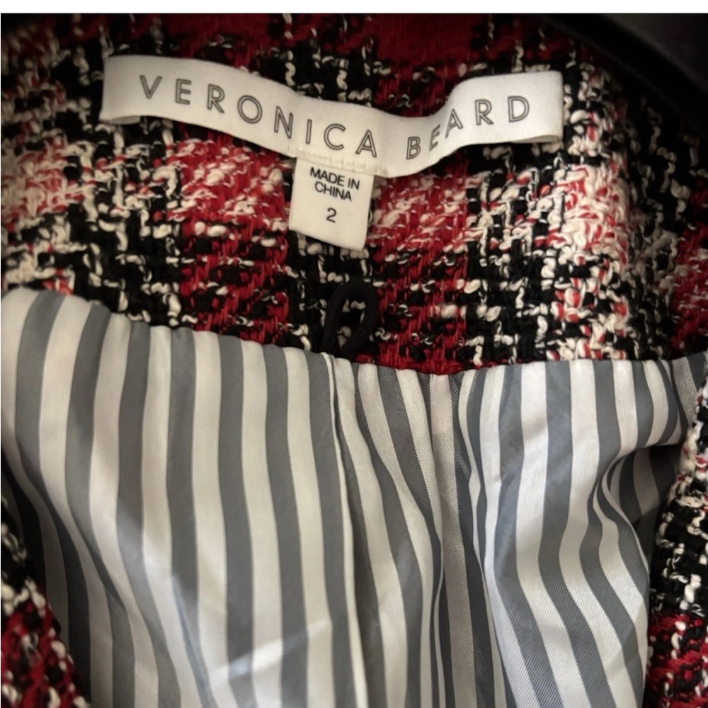 $698 Veronica Beard Harriet Cutaway Dickey Jacket stunning luxe red tweed sz 2 - Picture 7 of 16